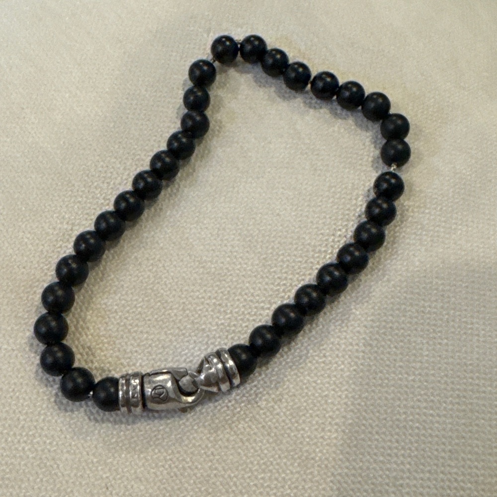 David Yurman Spiritual Beads Bracelet Black Onyx with Sterling Silver Clasp